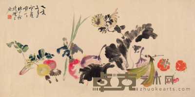于非闇 乙亥（1935年）作 果蔬图 横幅 122×61cm